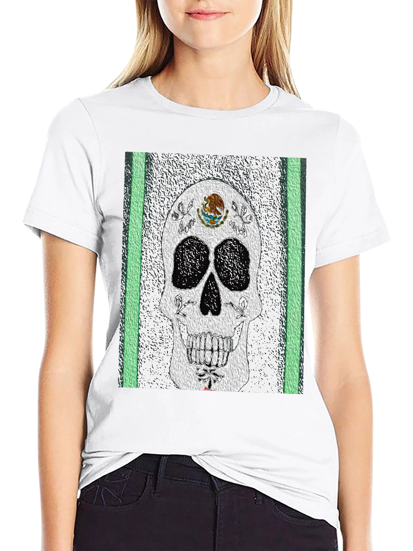 Mexican Flag Sugar Skull T-Shirt