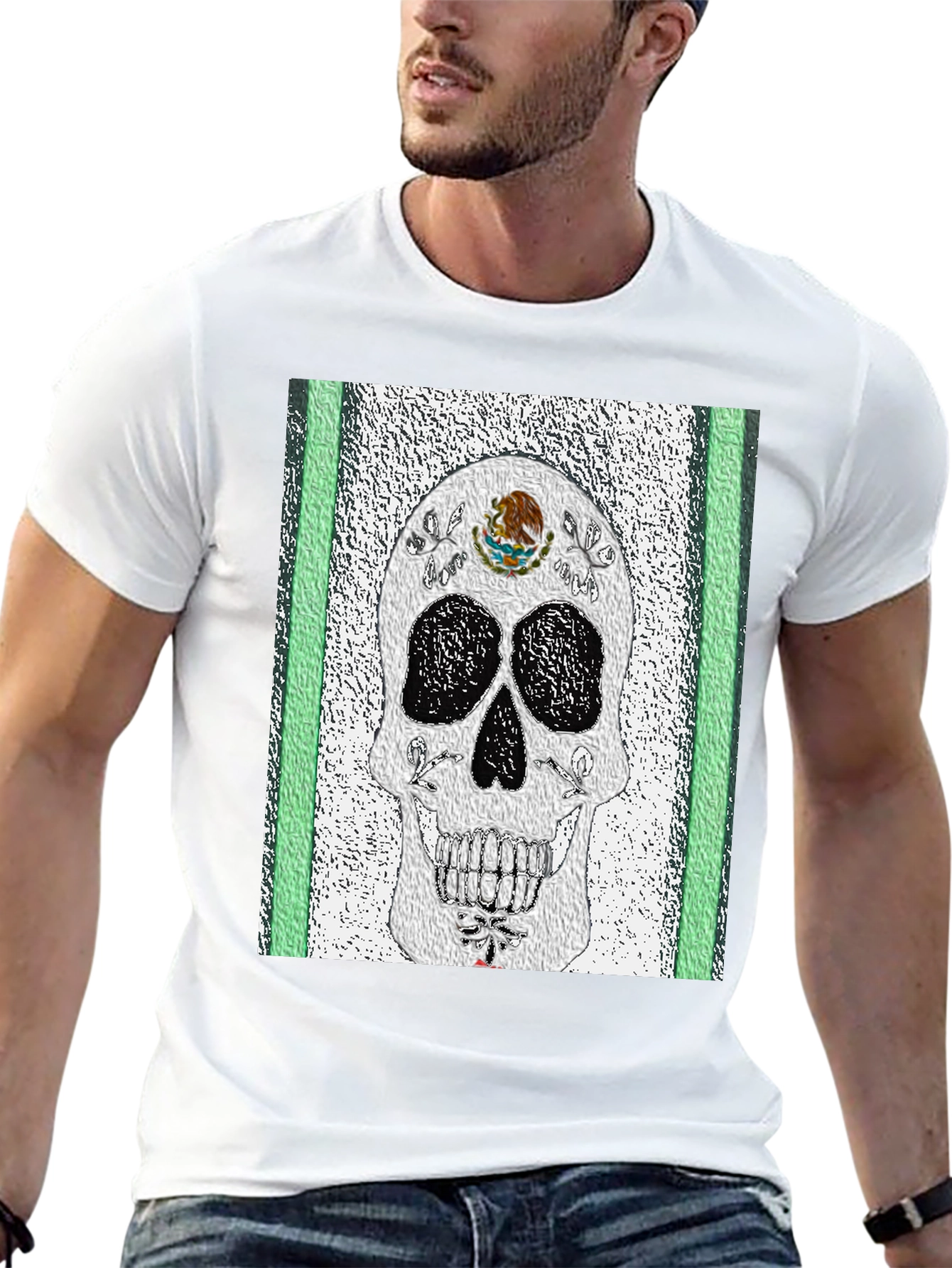 Mexican Flag Sugar Skull T-Shirt