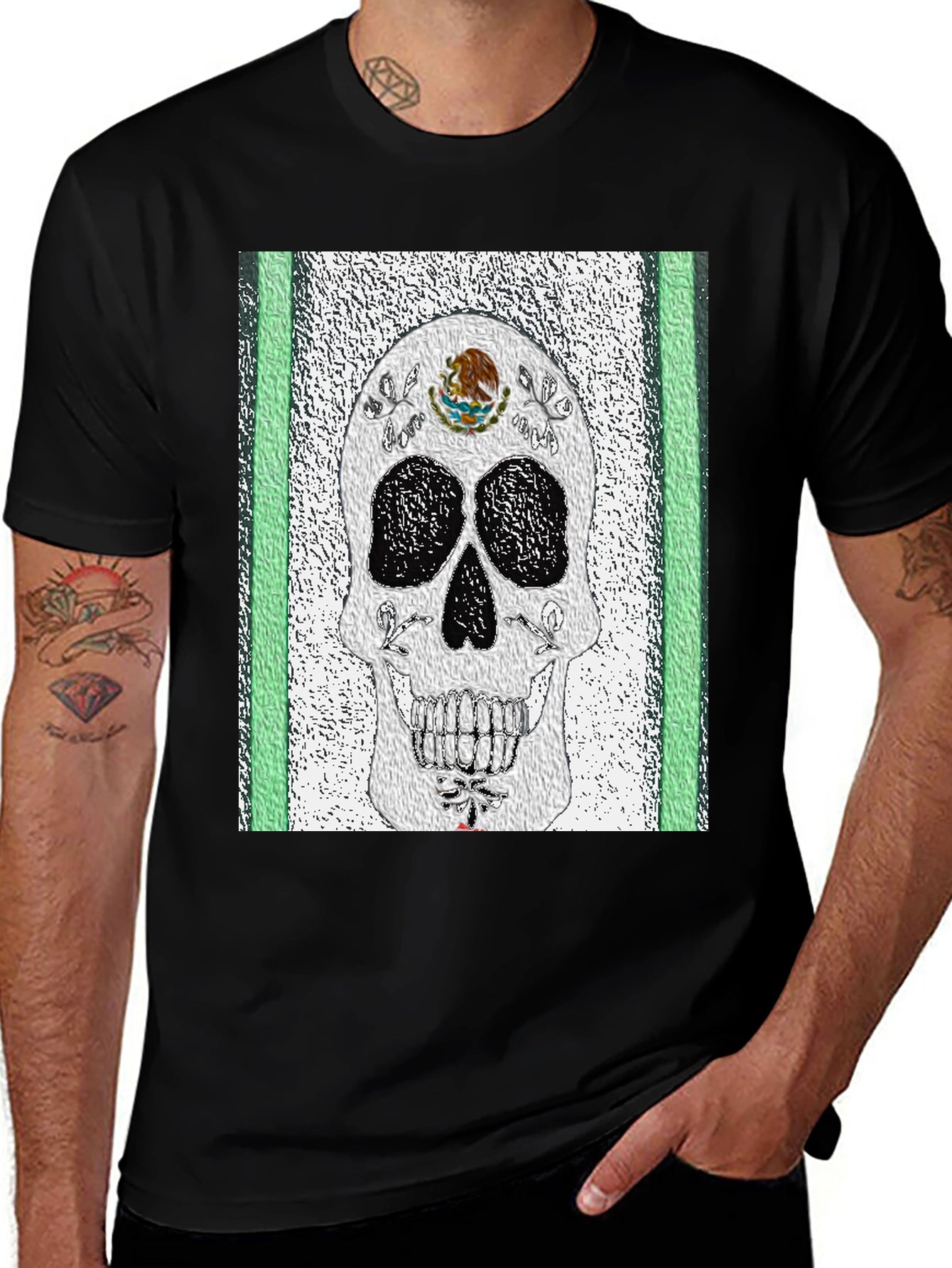 Mexican Flag Sugar Skull T-Shirt