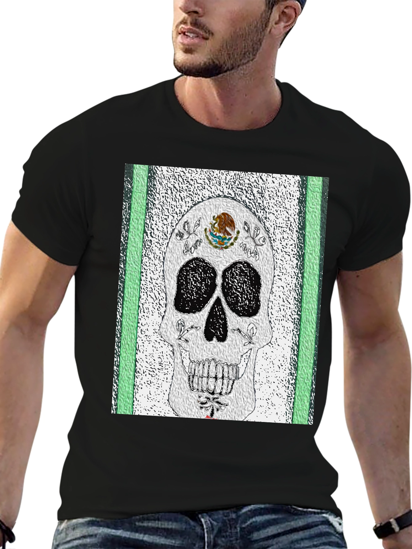 Mexican Flag Sugar Skull T-Shirt