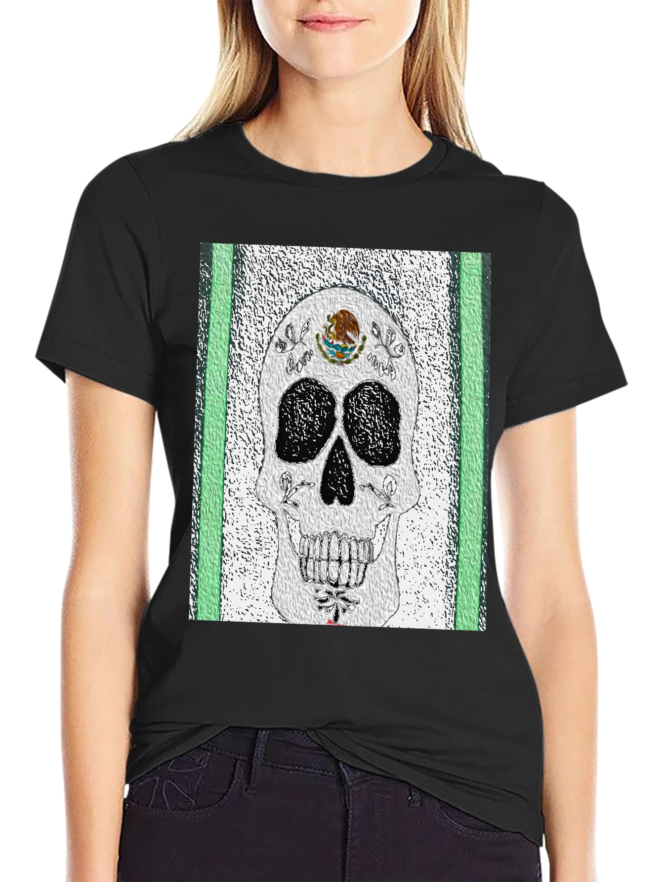 Mexican Flag Sugar Skull T-Shirt