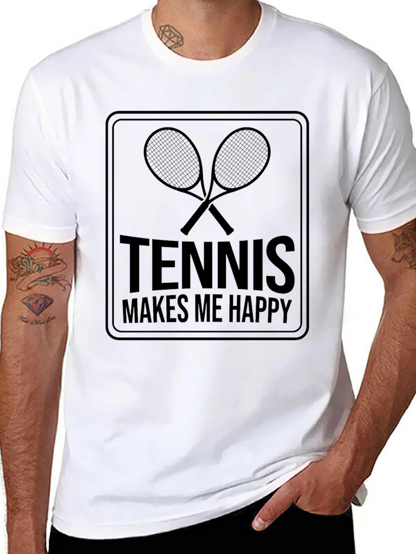 Tennis Makes Me Happy Graphic T-Shirt