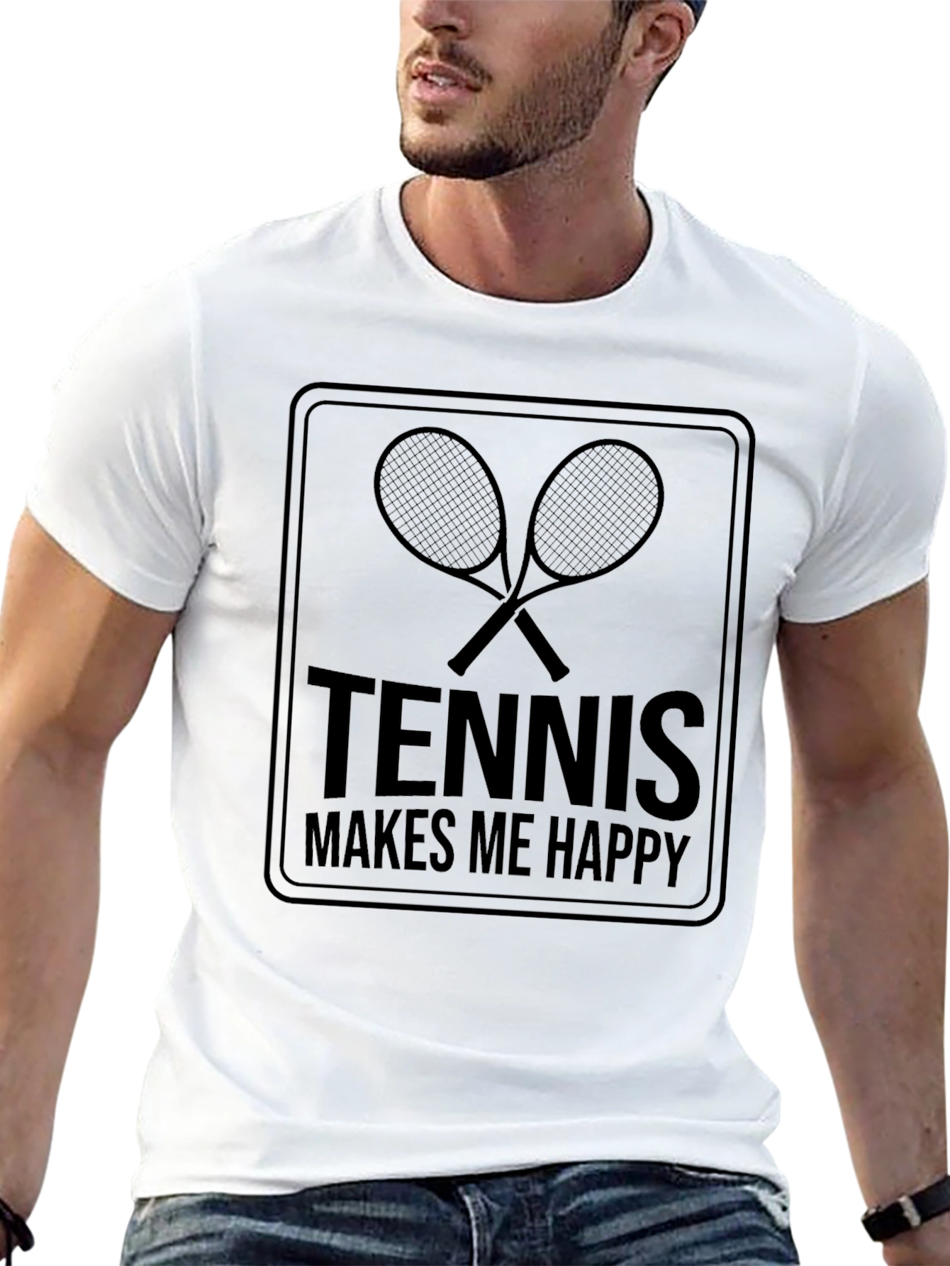 Tennis Makes Me Happy Graphic T-Shirt