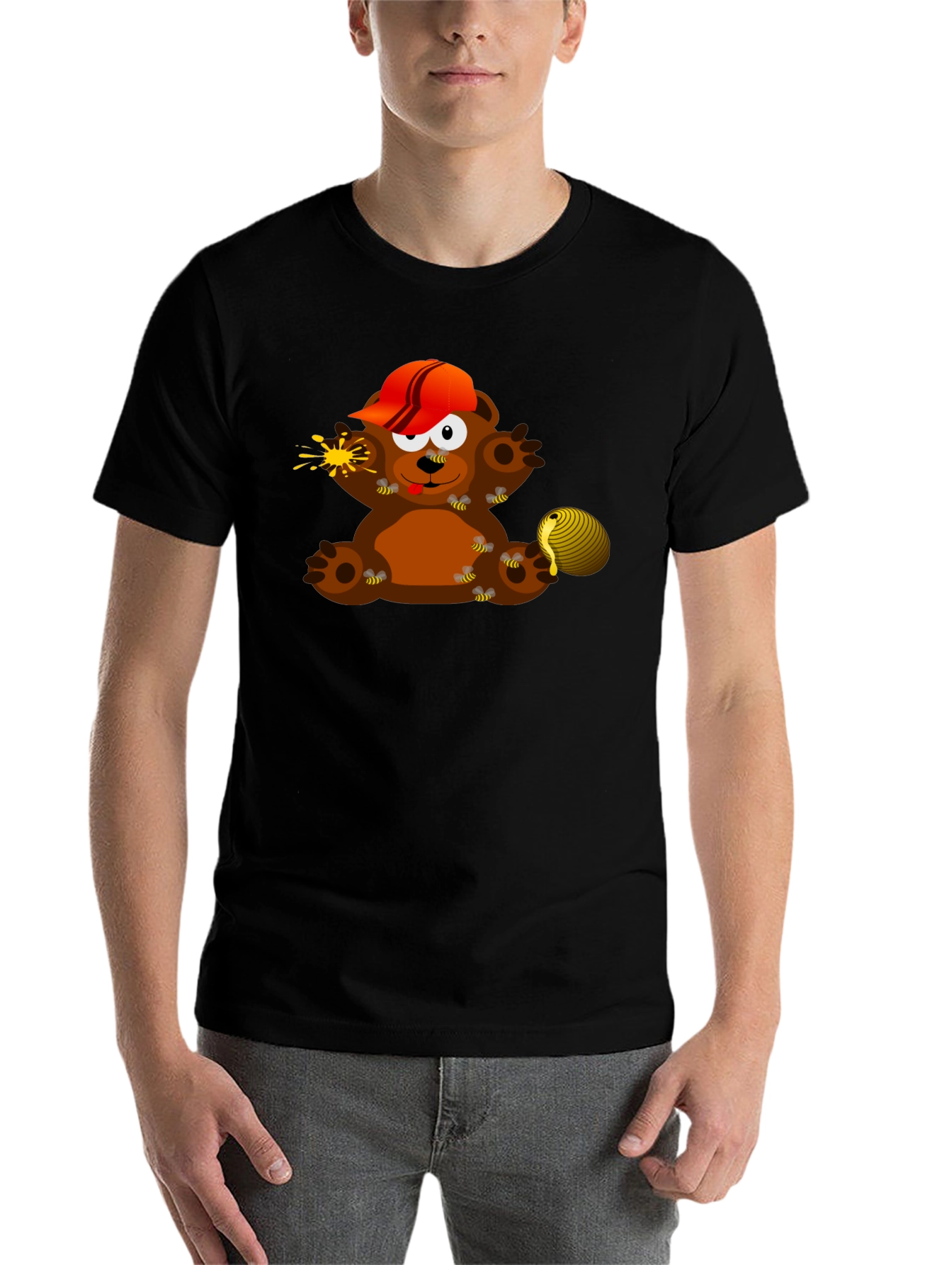 Cartoon Bear & Bees Graphic Tee