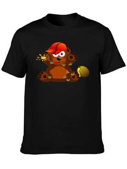 Cartoon Bear & Bees Graphic Tee