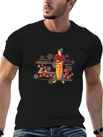 Tribal Drummer Graphic T-Shirt - Bold Style