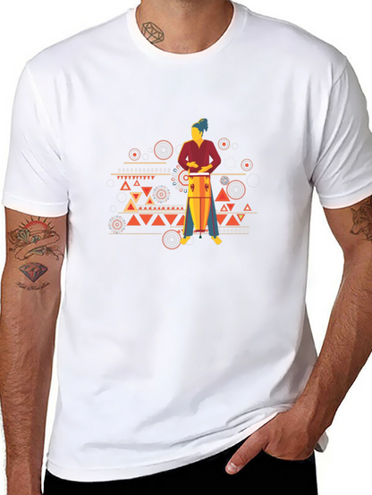 Tribal Drummer Graphic T-Shirt - Bold Style