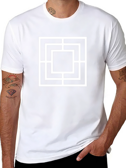 Geometric Square Design Black T-Shirt
