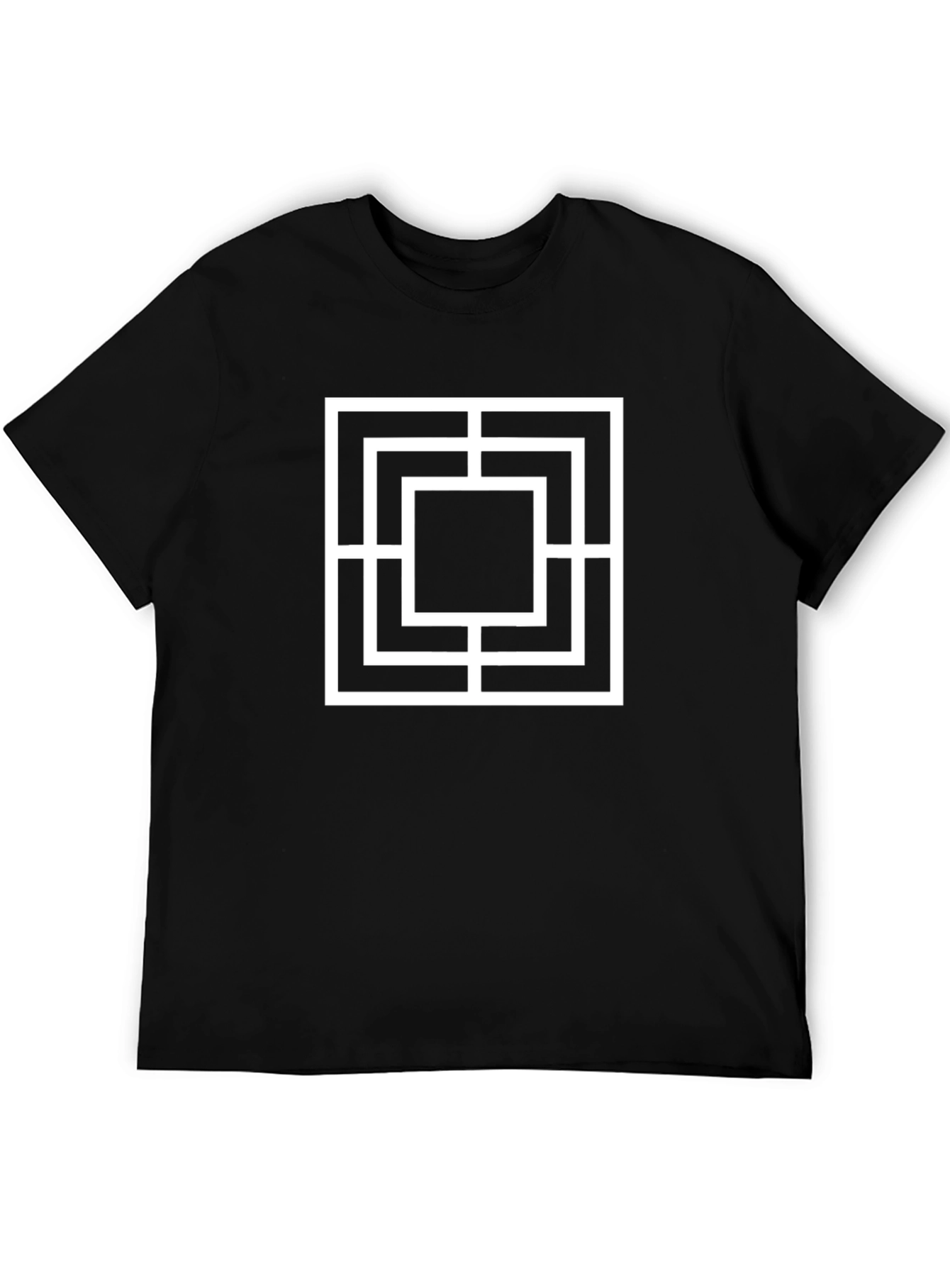 Geometric Square Design Black T-Shirt