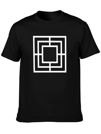 Geometric Square Design Black T-Shirt