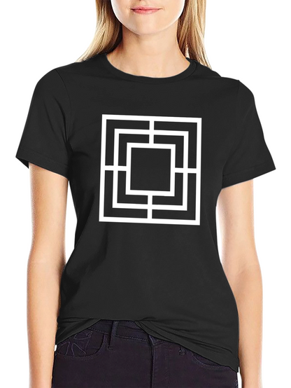 Geometric Square Design Black T-Shirt