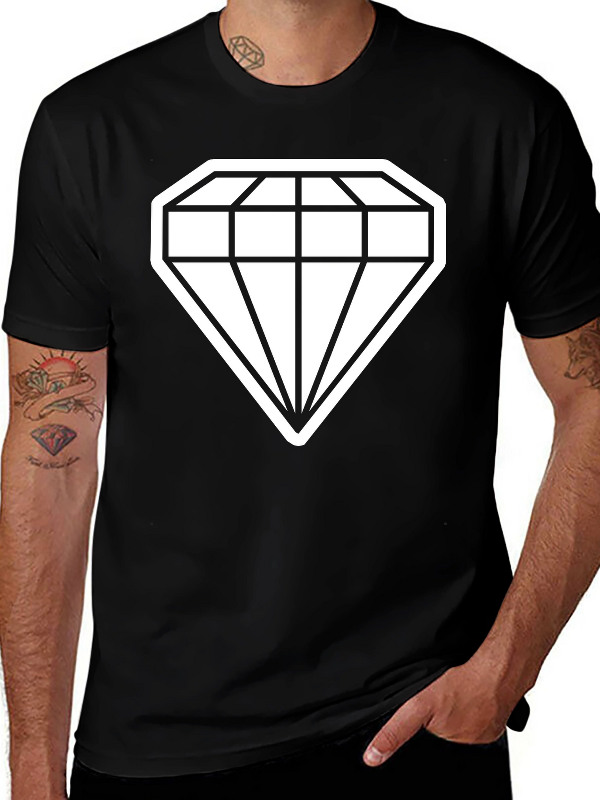 Diamond Graphic Tee - Stylish Black T-Shirt