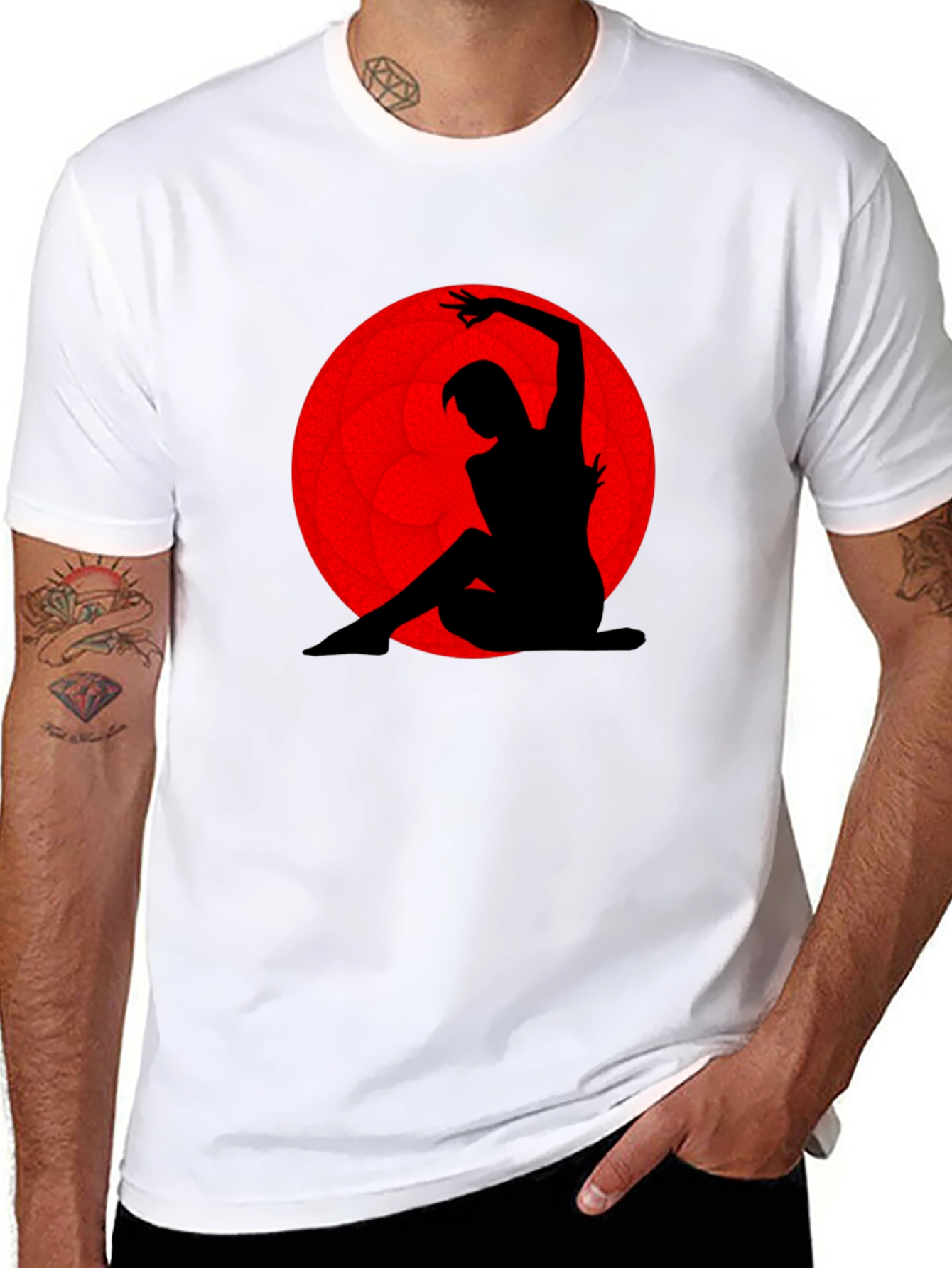 Silhouette Dancer Graphic Tee - Red Moon