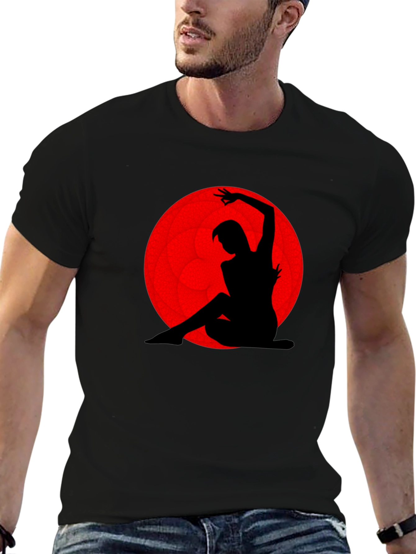 Silhouette Dancer Graphic Tee - Red Moon