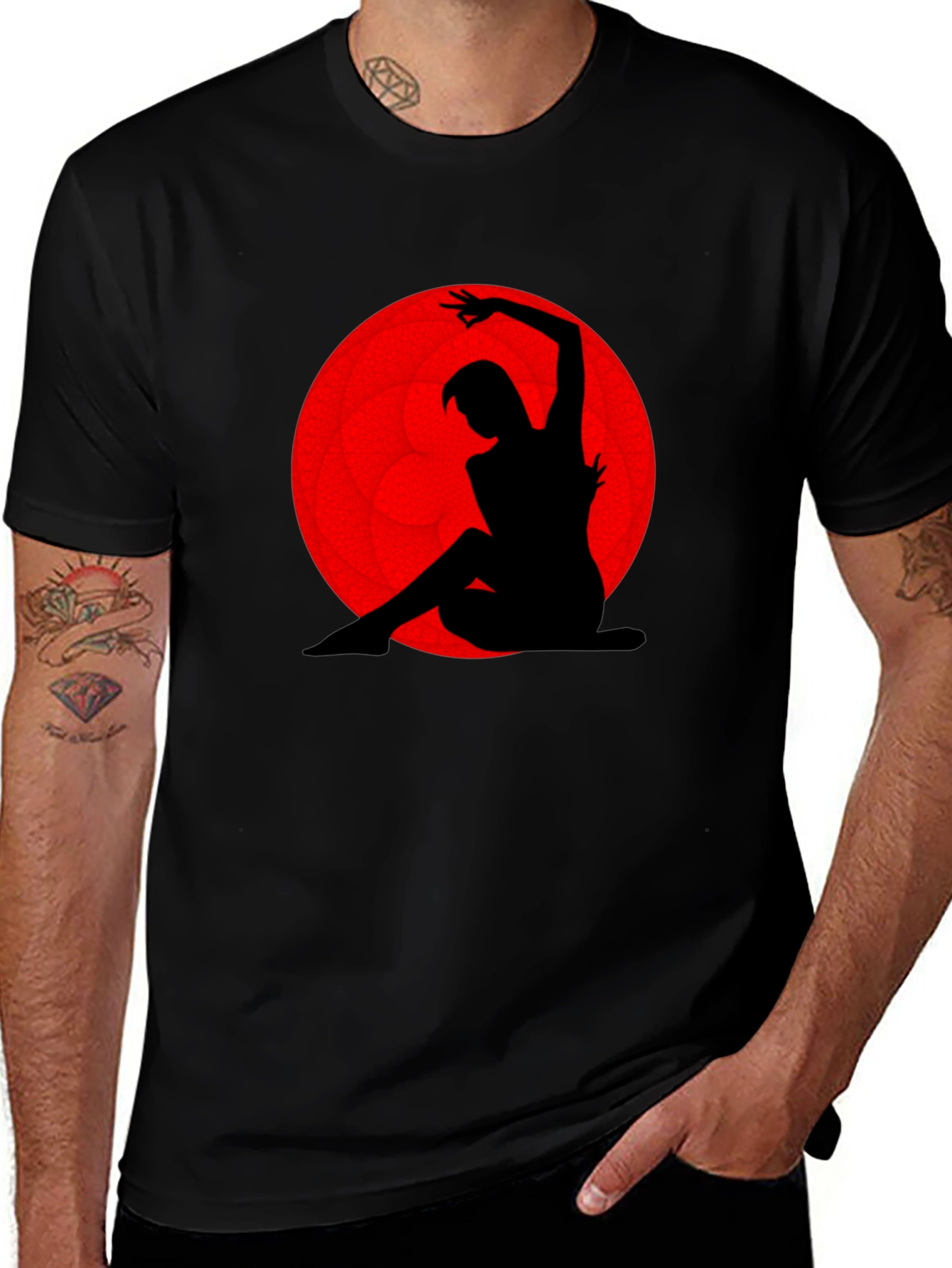 Silhouette Dancer Graphic Tee - Red Moon