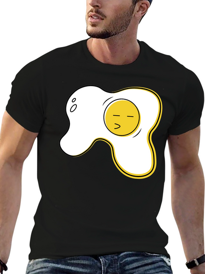 Funny Fried Egg Graphic Tee - Casual Black T-Shirt