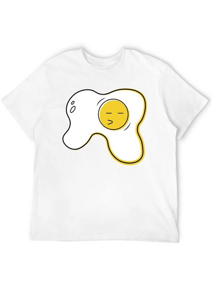 Funny Fried Egg Graphic Tee - Casual Black T-Shirt