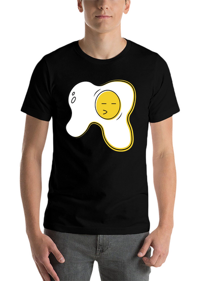 Funny Fried Egg Graphic Tee - Casual Black T-Shirt