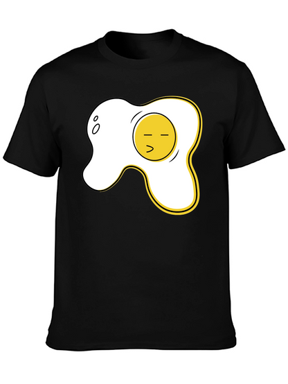 Funny Fried Egg Graphic Tee - Casual Black T-Shirt