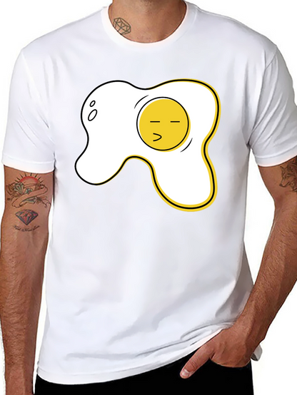 Funny Fried Egg Graphic Tee - Casual Black T-Shirt