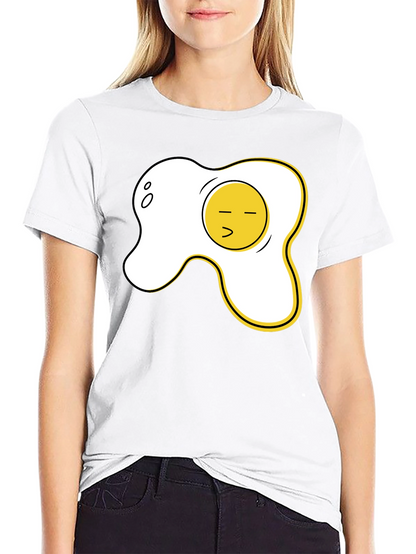 Funny Fried Egg Graphic Tee - Casual Black T-Shirt