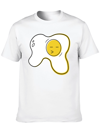 Funny Fried Egg Graphic Tee - Casual Black T-Shirt