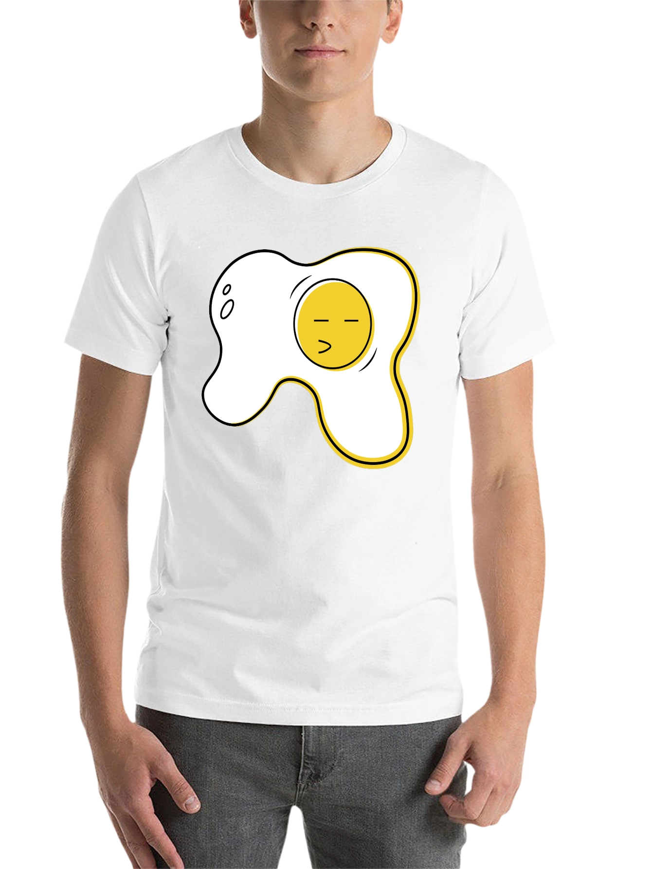 Funny Fried Egg Graphic Tee - Casual Black T-Shirt