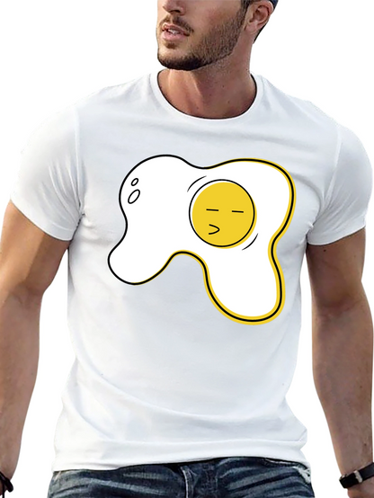 Funny Fried Egg Graphic Tee - Casual Black T-Shirt