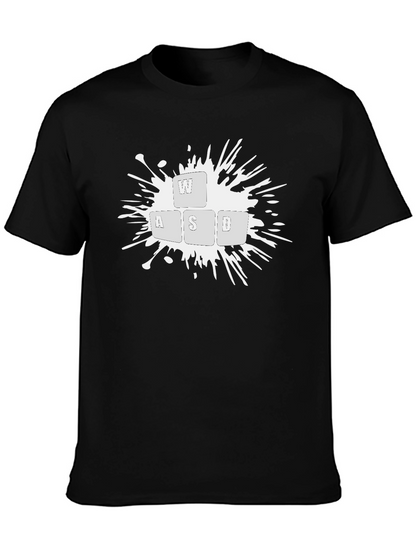 Gamer WASD Keyboard Splash Graphic Black T-Shirt