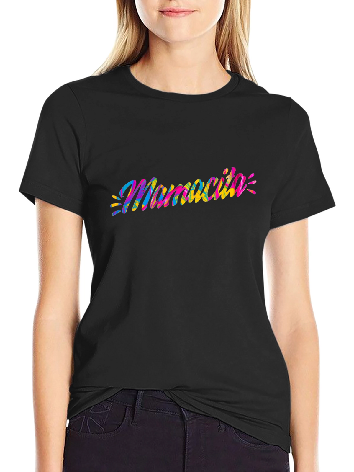 Mamacita Tie-Dye Graphic Tee - Soft Black Cotton