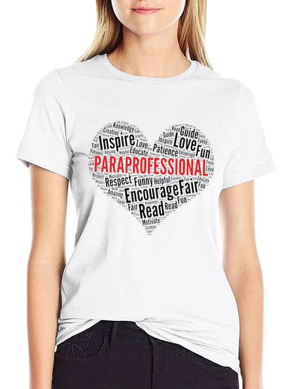 Paraprofessional Heart Word Art T-Shirt