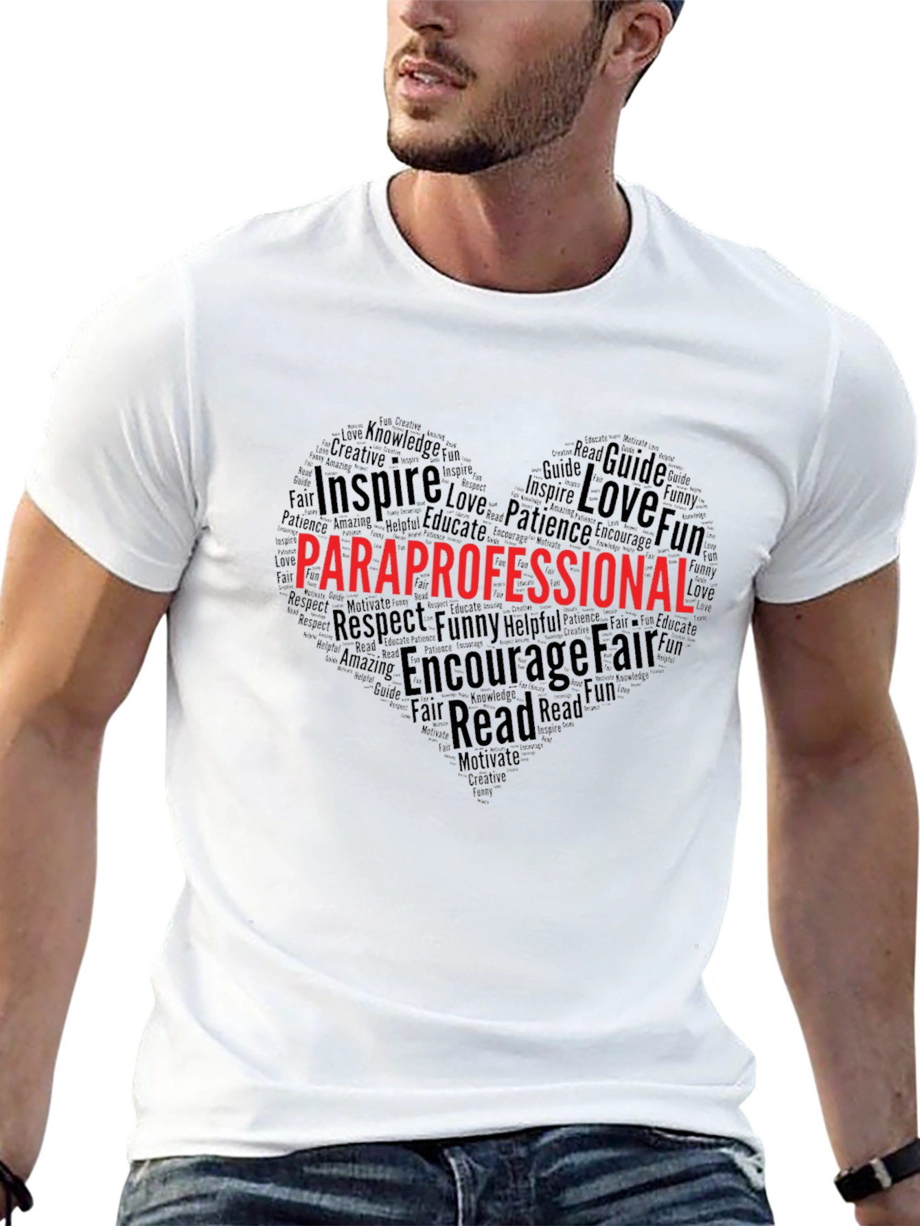 Paraprofessional Heart Word Art T-Shirt