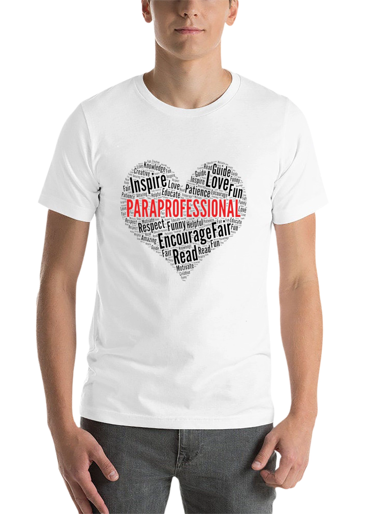 Paraprofessional Heart Word Art T-Shirt