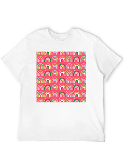 Rainbow Heart Pattern Crew Neck T-Shirt