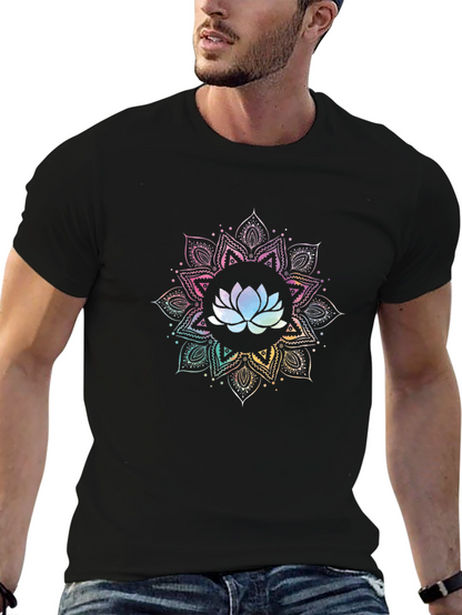 Lotus Mandala Graphic T-Shirt - Black