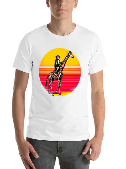 Monkey Riding Giraffe Sunset Tee