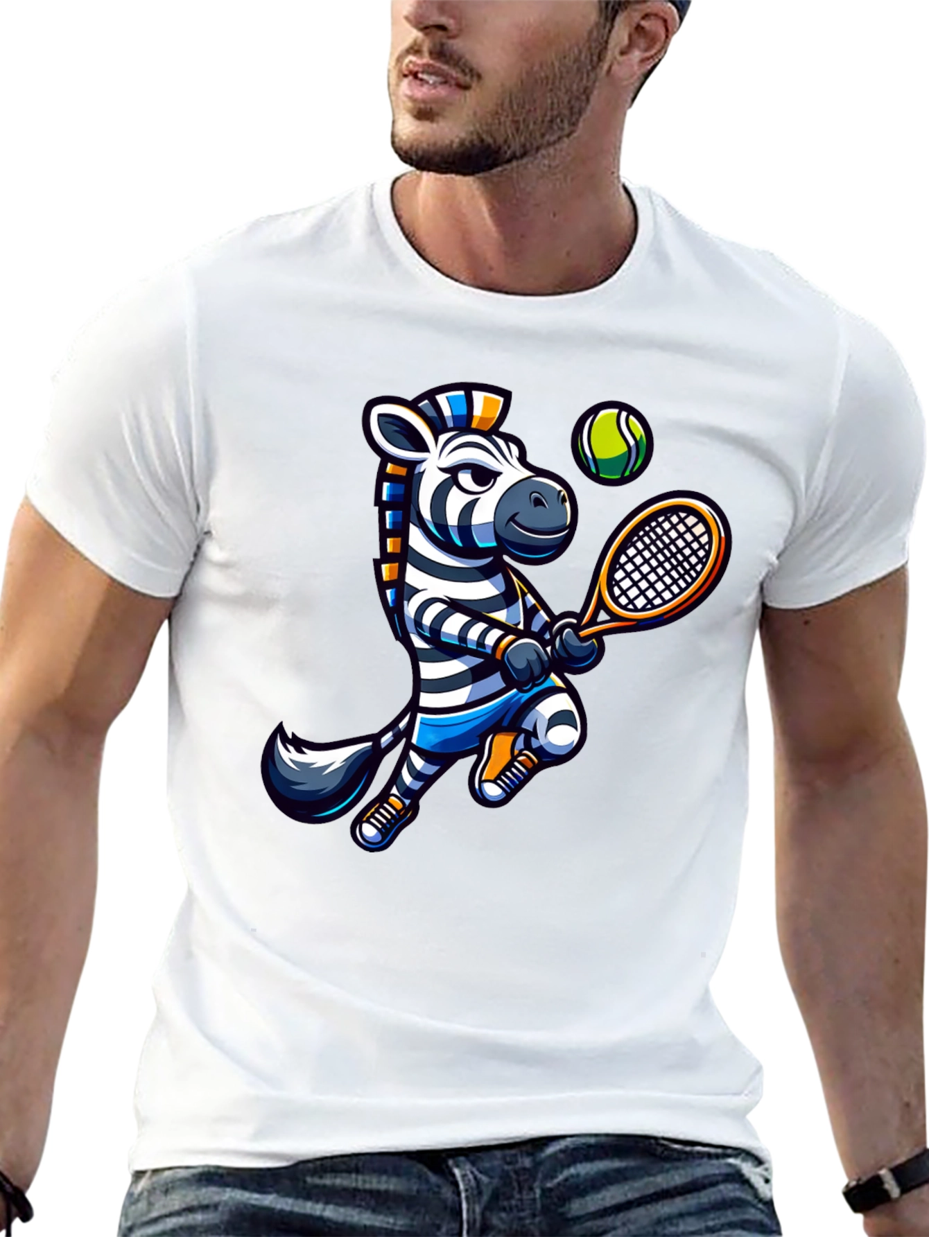 Zebra Tennis Graphic T-Shirt - Fun Animal Design