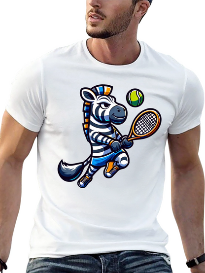 Zebra Tennis Graphic T-Shirt - Fun Animal Design