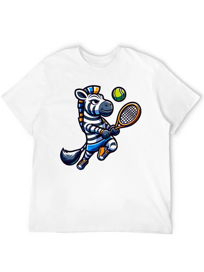 Zebra Tennis Graphic T-Shirt - Fun Animal Design