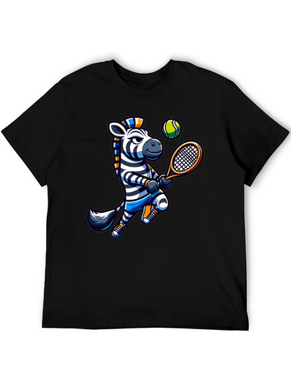 Zebra Tennis Graphic T-Shirt - Fun Animal Design
