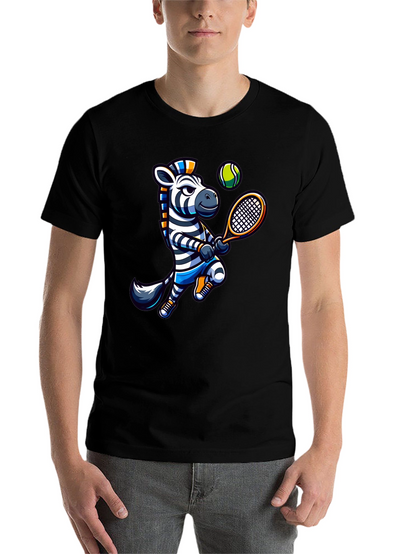 Zebra Tennis Graphic T-Shirt - Fun Animal Design