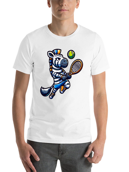 Zebra Tennis Graphic T-Shirt - Fun Animal Design