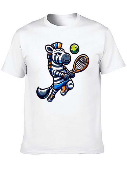 Zebra Tennis Graphic T-Shirt - Fun Animal Design