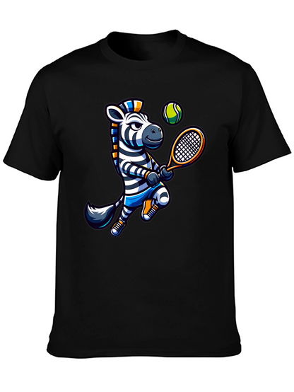 Zebra Tennis Graphic T-Shirt - Fun Animal Design