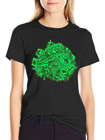Abstract Green Graphic Black T-Shirt