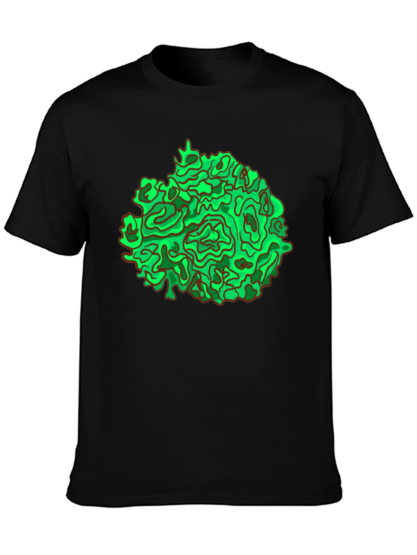 Abstract Green Graphic Black T-Shirt