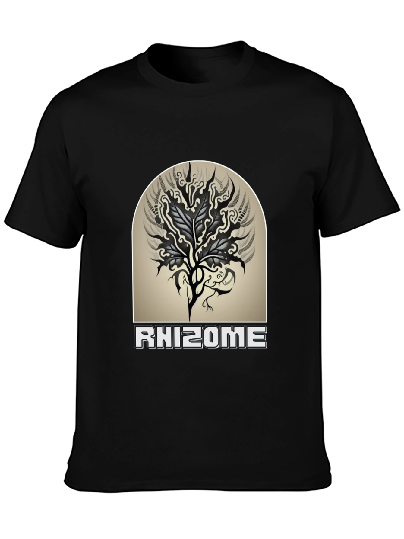 Rhizome Graphic Tee - Black Cotton Casual T-Shirt