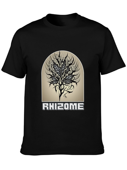 Rhizome Graphic Tee - Black Cotton Casual T-Shirt
