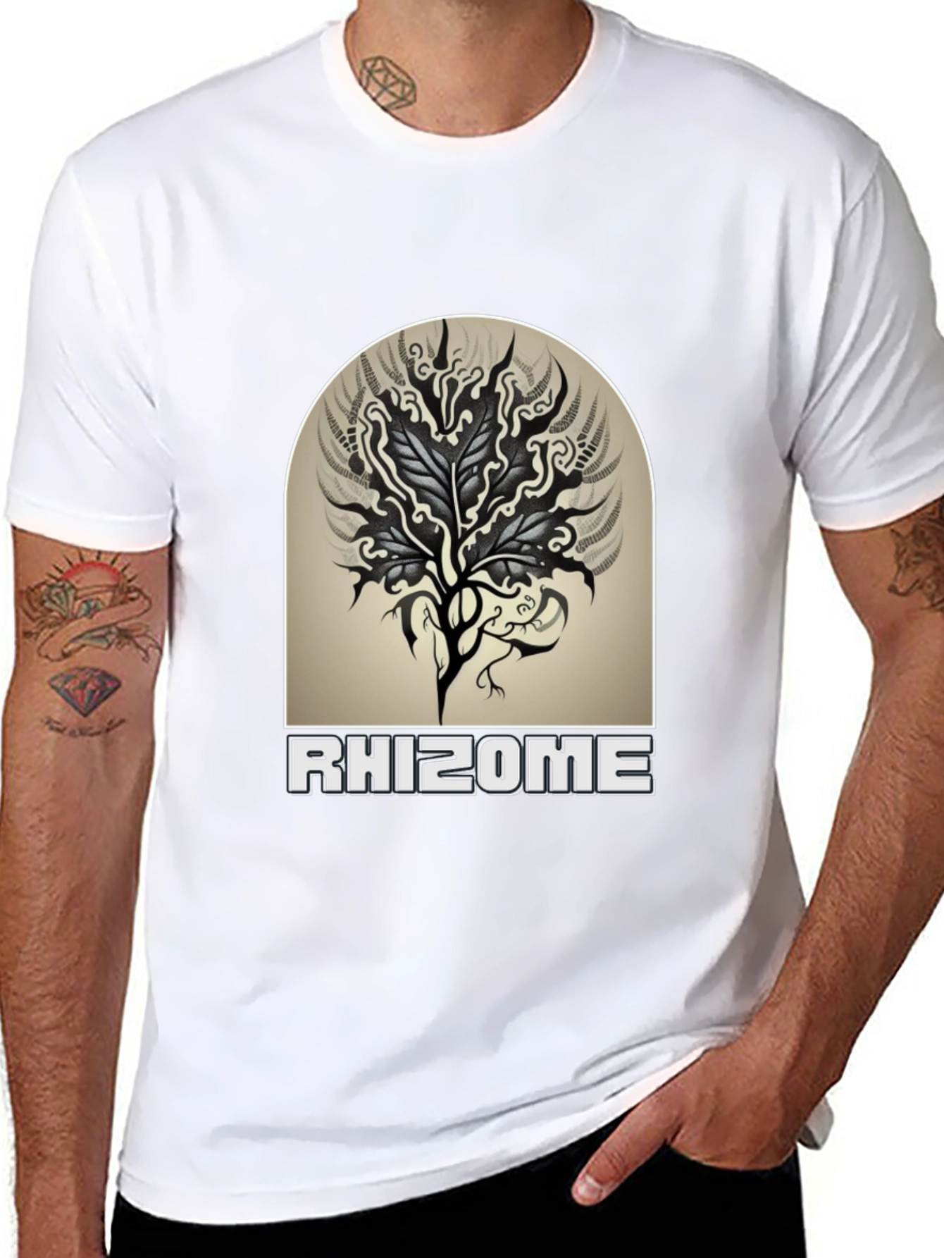 Rhizome Graphic Tee - Black Cotton Casual T-Shirt