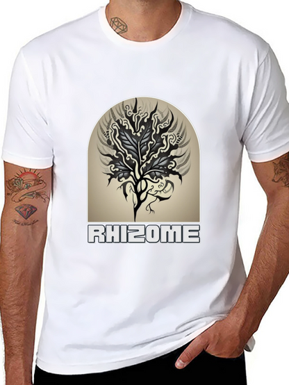 Rhizome Graphic Tee - Black Cotton Casual T-Shirt